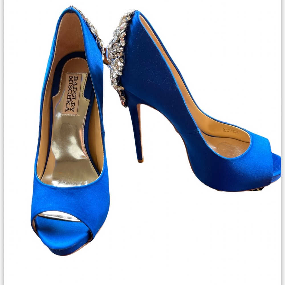 Badgley Mischka Kiara Sapsat Embellished Peep-Toe Evening Pumps